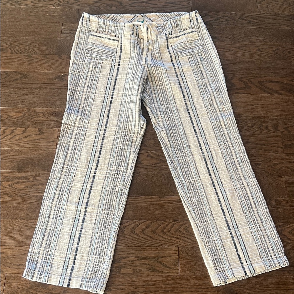Sundance GiGI Blue  Striped Relaxed Drawstring Cotton Pants Size XL